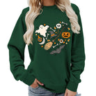 Halloween heart graphic sweatshirt in forest green for women