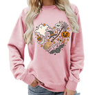 Halloween heart graphic sweatshirt in pink for women