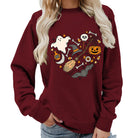 Halloween heart graphic sweatshirt in wine red for women