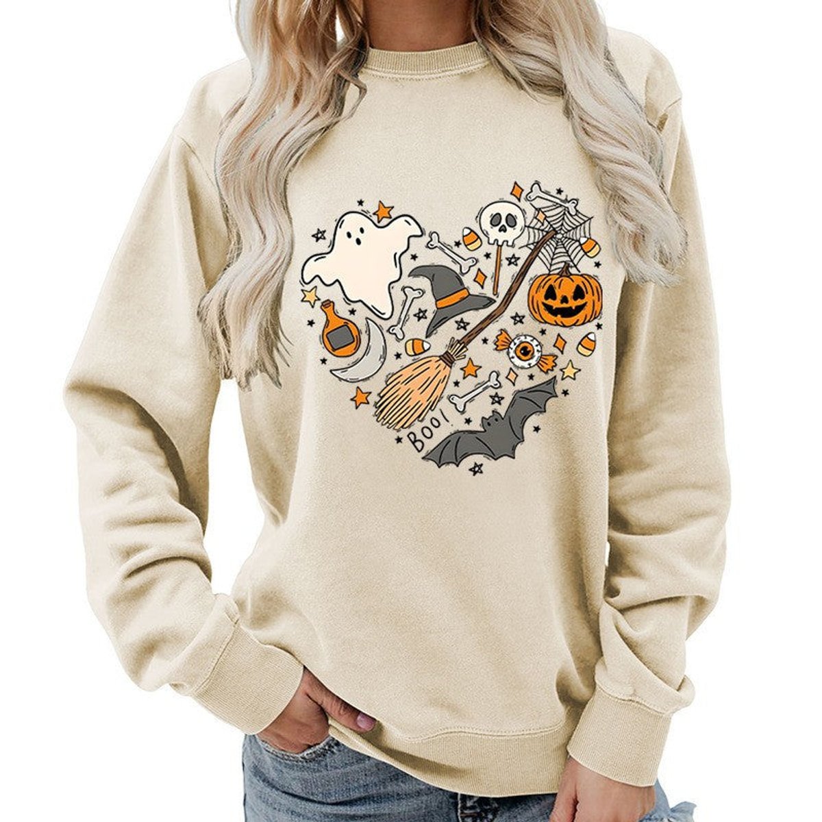 Halloween heart graphic sweatshirt for women