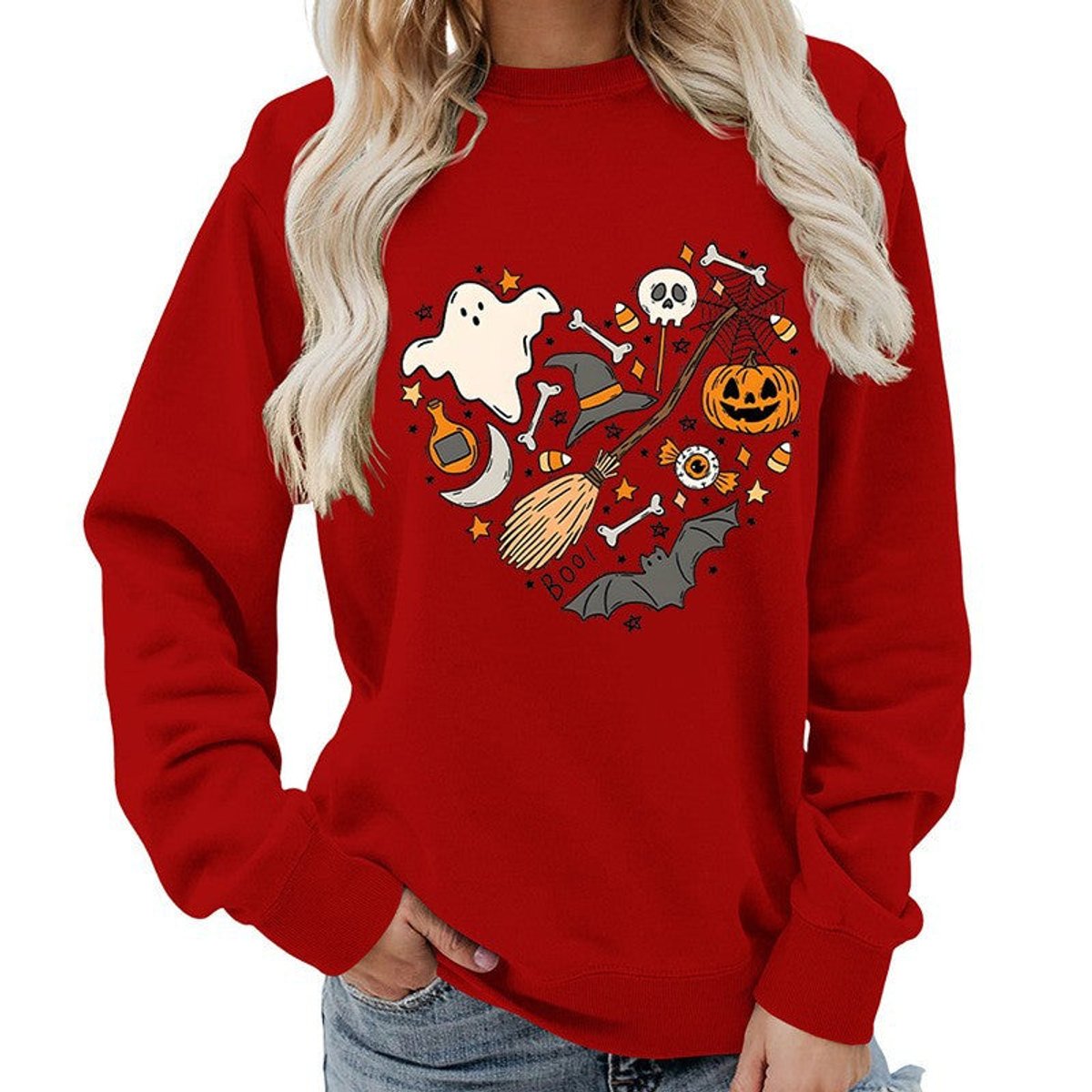 Halloween heart graphic sweatshirt for women
