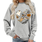 Halloween heart graphic sweatshirt in gray for women