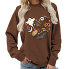 Halloween heart graphic sweatshirt in brown for women