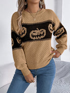 Jack-o-lantern stripe knit sweater for women