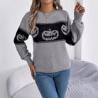 Jack-o-lantern stripe knit sweater in gray for women