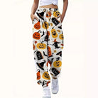 Halloween print jogger pants in white for women
