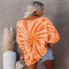 Tie-dye pumpkin face sweatshirt in orange for women