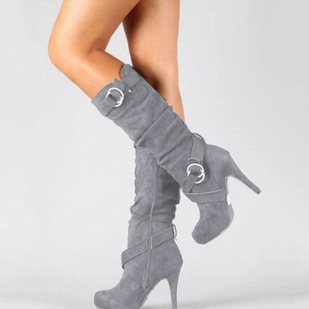 Stiletto slouch knee high boots for women