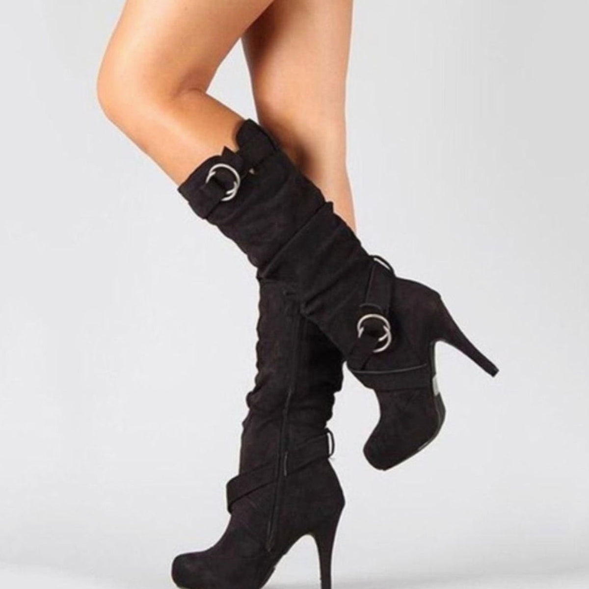 Stiletto slouch knee high boots for women