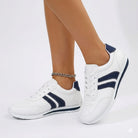 Striped leather-look sneakers for women