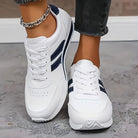Striped leather-look sneakers for women