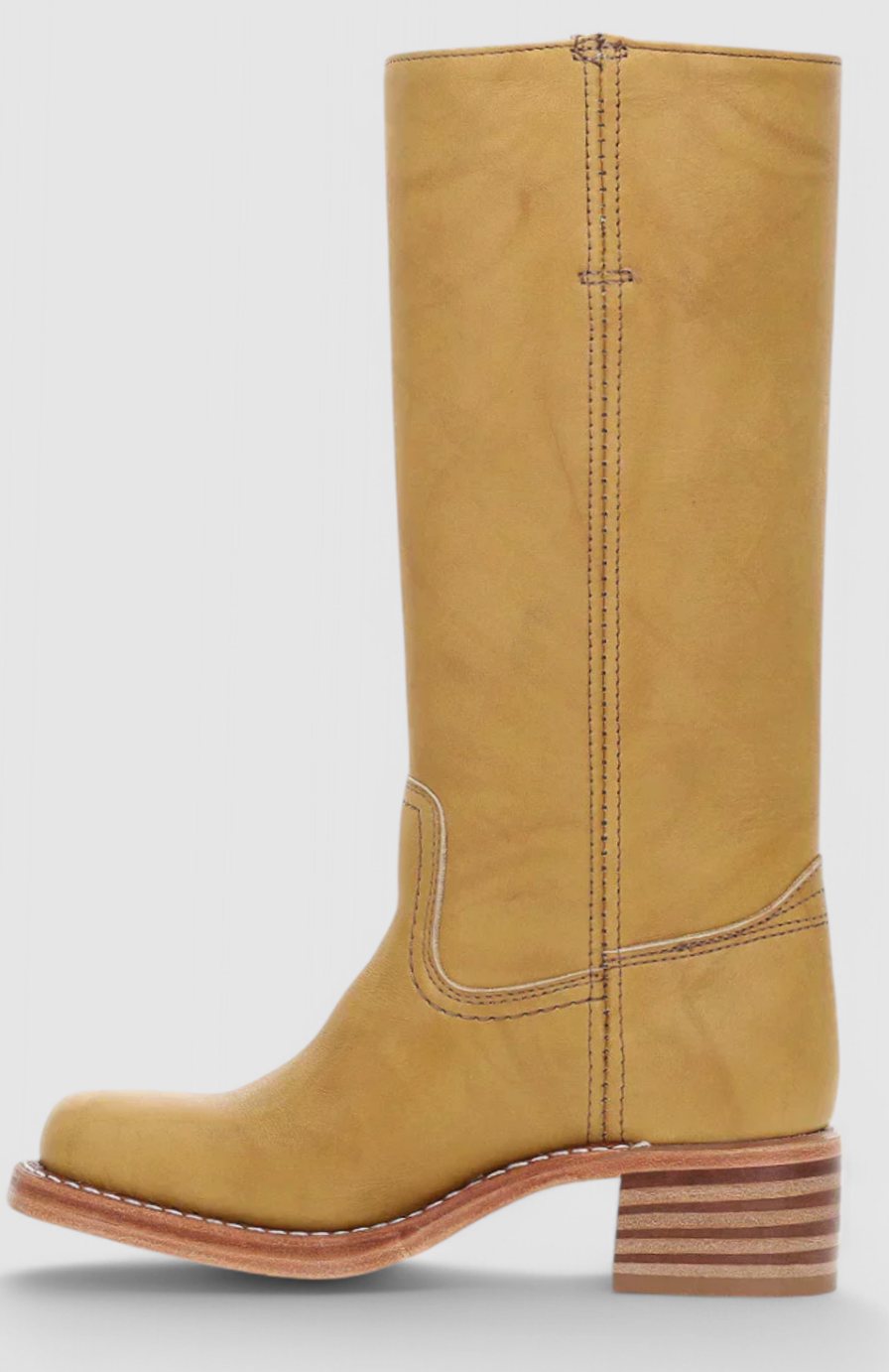 Square toe tall boots in brown, black, yellow or light brown for women