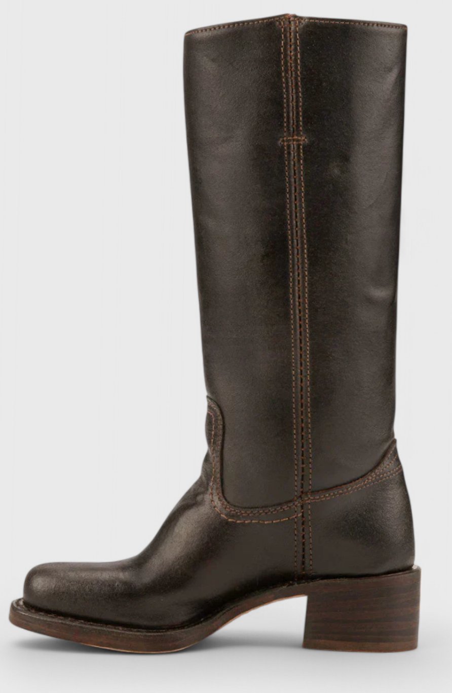 Square toe tall boots in brown, black, yellow or light brown for women