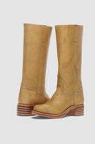 Square toe tall boots in brown, black, yellow or light brown for women
