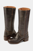 Square toe tall boots in brown, black, yellow or light brown for women