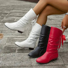 Lace-up block heel slouch boots for women