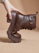Lace-up lug sole platform ankle boots for women