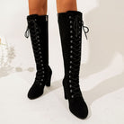 Lace-up over-the-knee boots in black or brown for women
