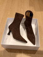 Pointed toe kitten heel sock boots for women