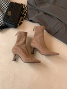 Pointed toe kitten heel sock boots for women