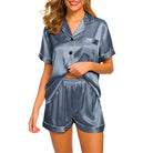 Satin pajama set in blue for women
