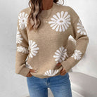Floral intarsia knitted sweater for women