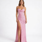 Sequin maxi dress with corset bodice for women
