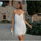 Sequin dress with feather hem for women