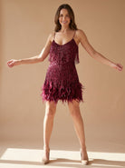 Feather sequin Christmas party dress for women