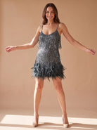 Feather sequin Christmas party dress for women