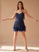 Feather sequin Christmas party dress for women