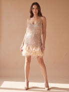 Feather sequin Christmas party dress for women