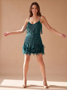 Feather sequin Christmas party dress for women