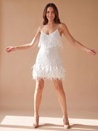 Feather sequin Christmas party dress for women