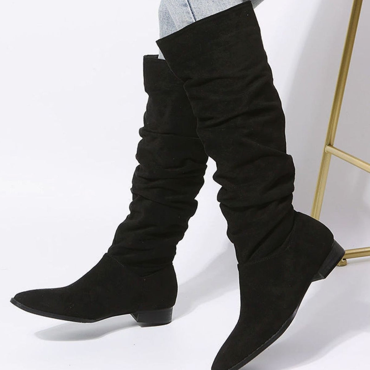 Slouchy knee high boots for women