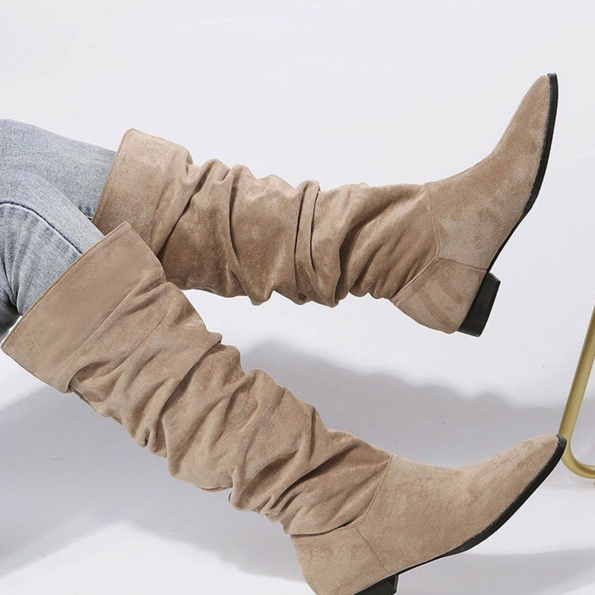 Slouchy knee high boots for women