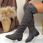 Slouch over-the-knee boots in black, gray or khaki for women