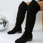 Slouch over-the-knee boots in black, gray or khaki for women
