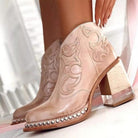 Studded ankle cowboy boots for women