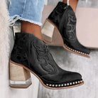 Studded ankle cowboy boots for women