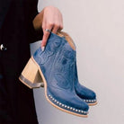 Studded ankle cowboy boots for women