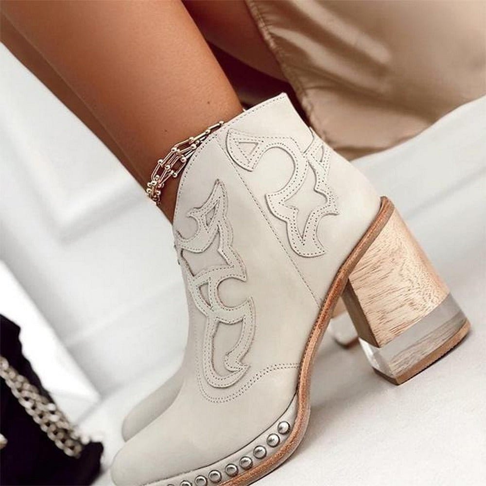 Studded ankle cowboy boots for women