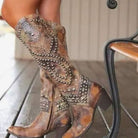 Studded knee-high cowboy boots for women