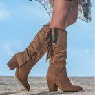 Fringe knee-high cowboy boots for women