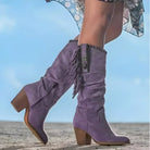 Fringe knee-high cowboy boots for women