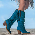 Fringe knee-high cowboy boots for women