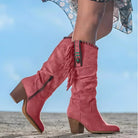 Fringe knee-high cowboy boots for women