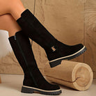 Lug sole knee-high boots in black, beige or coffee for women