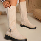 Lug sole knee-high boots in black, beige or coffee for women