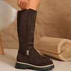 Lug sole knee-high boots in black, beige or coffee for women